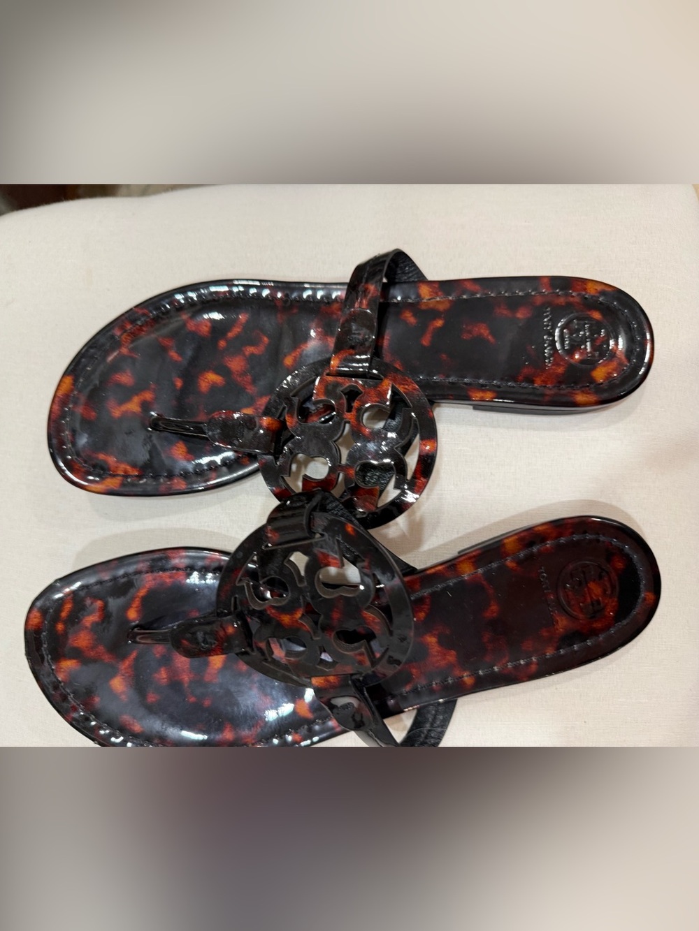 Tory Burch Tortoiseshell Logo Jelly Sandals - Brown/Black